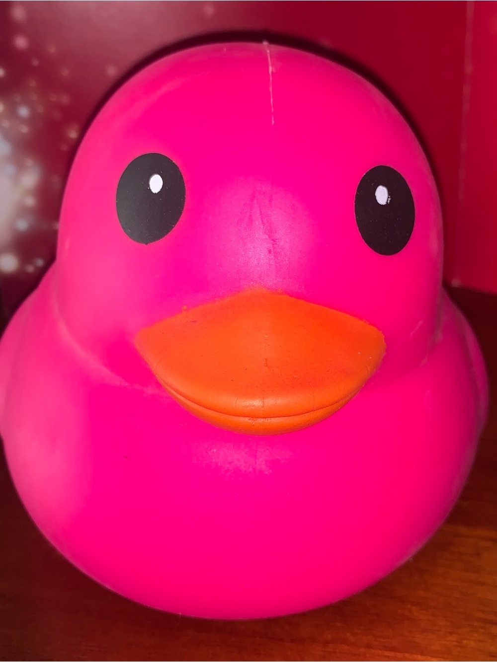 Pink Rubber Duck Bath Toy with Orange Beak